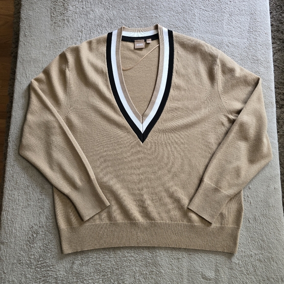 Boss Felipina Wool Blend V Neck Sweater Size Medium - Picture 4 of 13